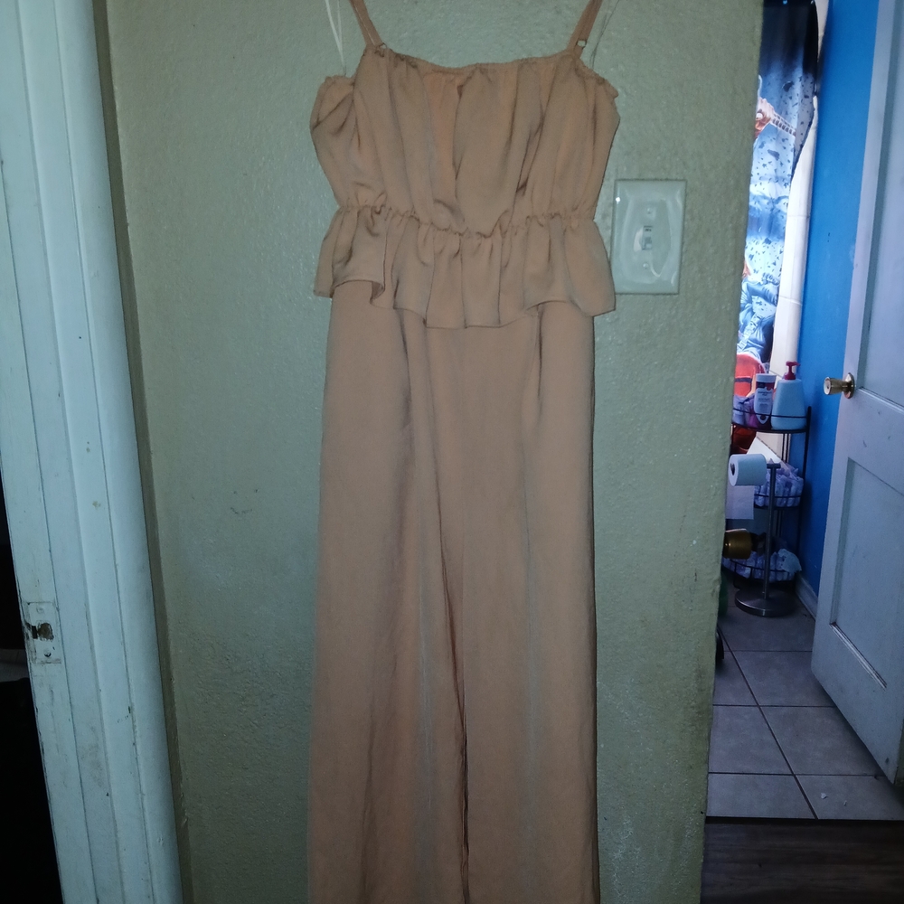 Elegant Beige Ruffle Jumpsuit